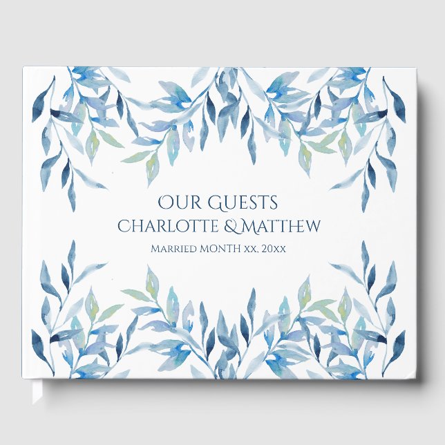 Livro De Visitas Filiais Selvagens Azuis, Casamento por Aquarela (Frente)