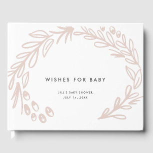 Livro De Visitas Fios Florais Rosa Para Bebê