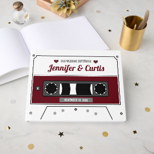 Livro De Visitas Fita Cassete Retro Vinho Casamento Vermelho