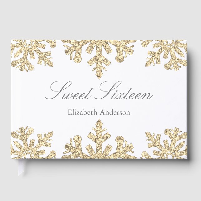 Livro De Visitas Floco de neve Dourado Winter Sweet 16 (Frente)