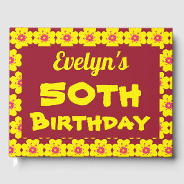 Livro De Visitas Flor Amarelo 50ª Festa de aniversário