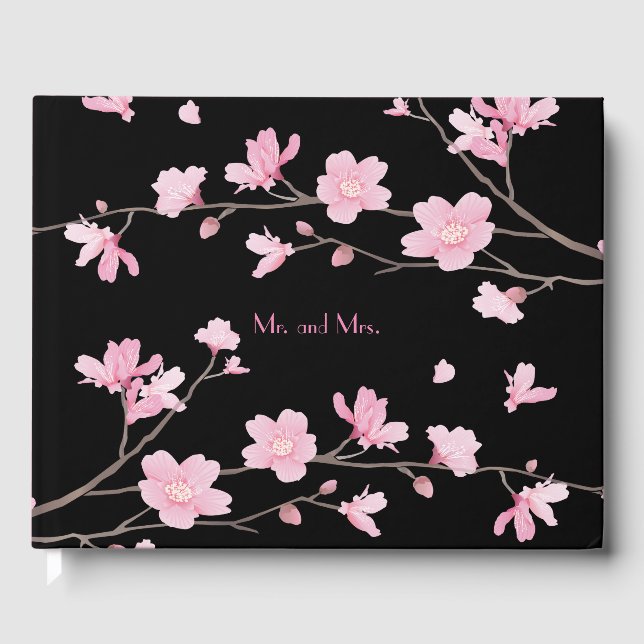 Livro De Visitas Flor de Cereja - Preto (Frente)