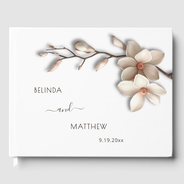Livro De Visitas Flor de Magnólia 3D | Casamento (Frente)