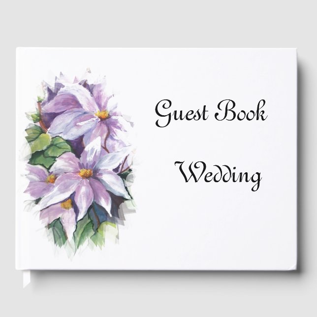 Livro De Visitas Flor de Watercolor lilak clematis (Frente)