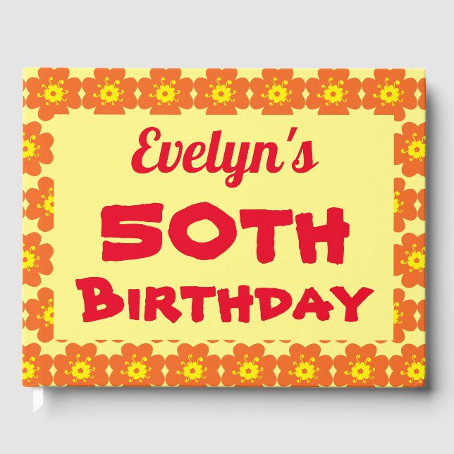 Livro De Visitas Flor Laranja 50ª Festa de aniversário (Frente)