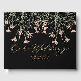 Livro De Visitas Flor Selvagem de Charm Elegante | Casamento Negro 