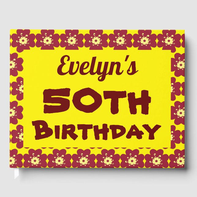 Livro De Visitas Flor Vermelho 50ª Festa de aniversário (Frente)