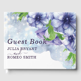 Livro De Visitas Floral Anemone Purple Wedding
