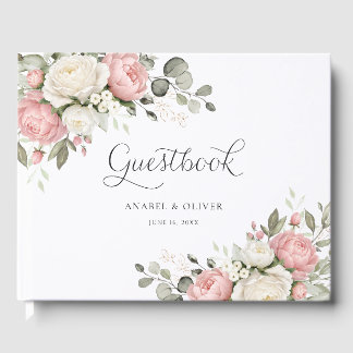 Livro De Visitas Floral Blush Pink Greenery Wedding Guestbook