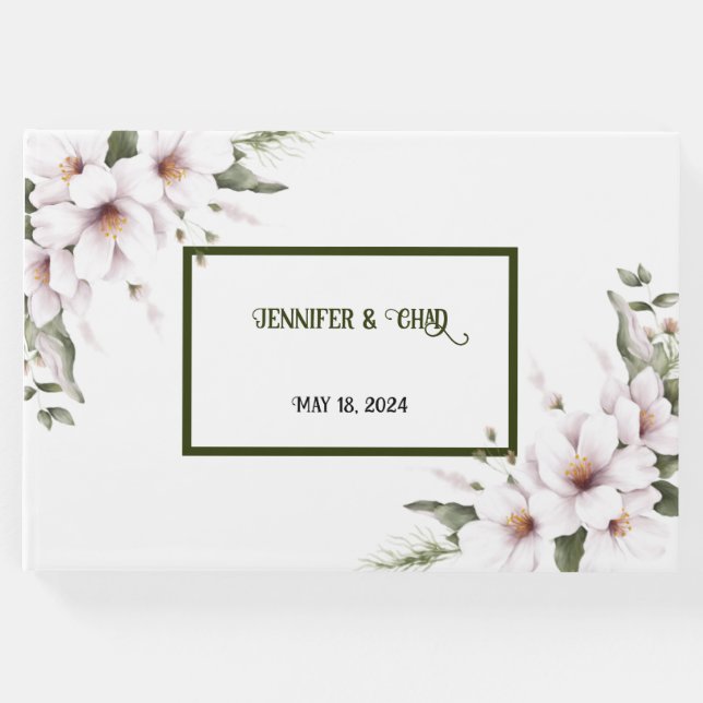 Livro de Visitas Floral Branco (Frente)