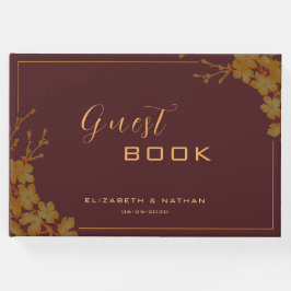 Livro de Visitas Floral Burgundy e Dourado Elegant