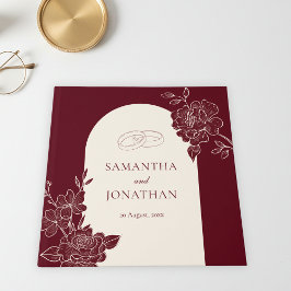 Livro De Visitas Floral Burgundy Profundo com Casamento de Arco de