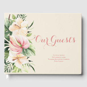 Livro de Visitas Floral de Plumeria Tropical e Lír