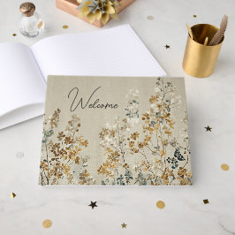 Livro De Visitas floral de prado âmbar