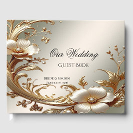 Livro de Visitas Floral Dourado