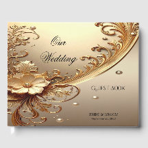 Livro de Visitas Floral Dourado Ornado