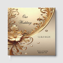 Livro de Visitas Floral Dourado Ornado