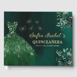 Livro De Visitas Floral Emerald Green Dress Birthday Quinceanera