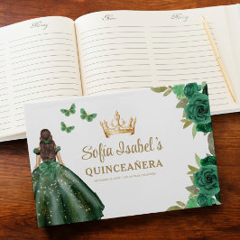 Livro De Visitas Floral Emerald Green Dress Birthday Quinceanera