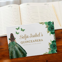 Livro De Visitas Floral Emerald Green Dress Birthday Quinceanera