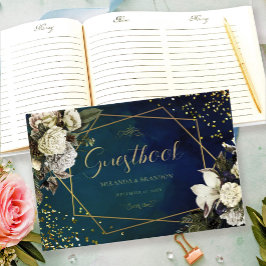 Livro De Visitas Floral Emerald Green Wreath Dourado