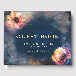 Livro De Visitas Floral Galáxia Celestial Noite Estrelada Casamento