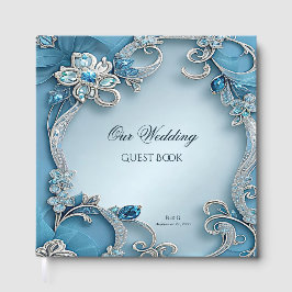 Livro de Visitas Floral Ornado Azul