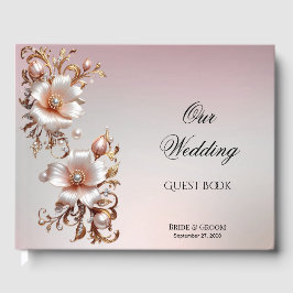 Livro de Visitas Floral Rosa Decorativo