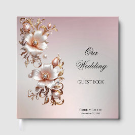 Livro de Visitas Floral Rosa Decorativo
