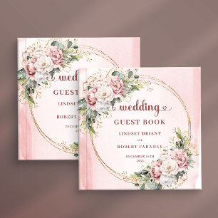 Livro de Visitas Floral Rosa Po dusty Atemporal co