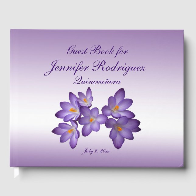 Livro De Visitas Floral Roxo Floral Flor Quinceañera (Frente)