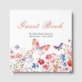Livro De Visitas Floral Summer Butterfly Baby Shower Guest Book