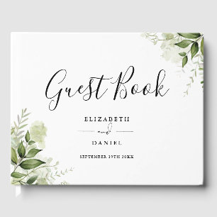 Livro De Visitas Floral Verde Elegante Fotografia Casamento Script