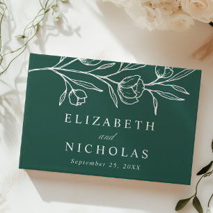 Livro De Visitas Floral Verde Esboçado Foto Casamento