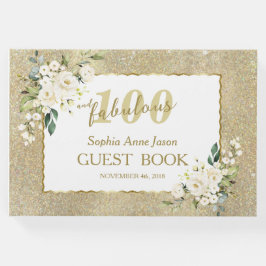 Livro De Visitas Flores brancas Douradas 100 e Festa de aniversário
