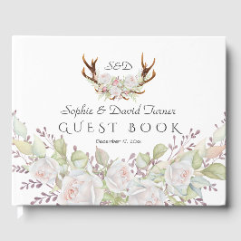 Livro De Visitas Flores Brancas Elegantes Casamento Monográfico