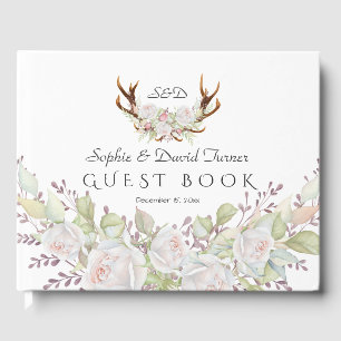 Livro De Visitas Flores Brancas Elegantes Casamento Monográfico