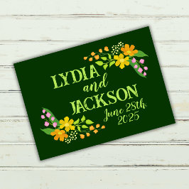 Livro De Visitas Flores Brilhantes no Casamento Verde Profundo