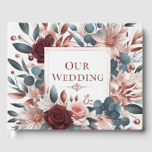 Flores cor-de-rosa e azuis com Rosas Borgonhetas