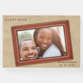 Livro De Visitas Flores de couro em Cream Suede