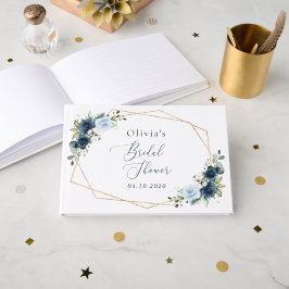 Livro De Visitas Flores de marinho, Flores Azuis, Boho, Chá de pane