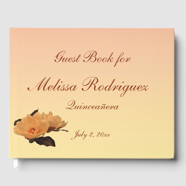 Livro De Visitas Flores de Peônias de Jardim Floral Quinceanera Liv (Frente)