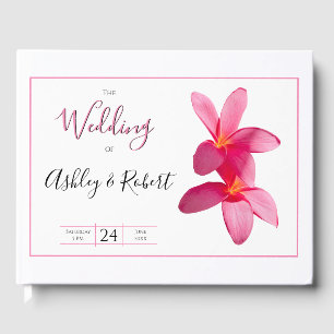 Livro De Visitas Flores de Plumeria Rosa, Casamento Moderno