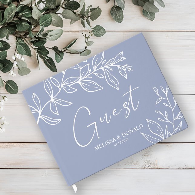 Livro De Visitas Flores de Vinca Simples Casamento Boho (Criador carregado)