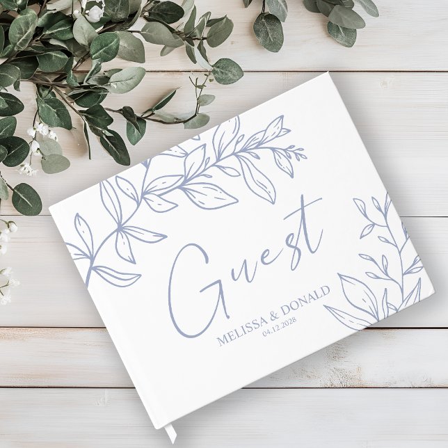 Livro De Visitas Flores de Vinca Simples Casamento Boho (Criador carregado)