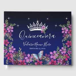 Livro De Visitas Flores e Borboleta Princesa Quinceanera Convidada