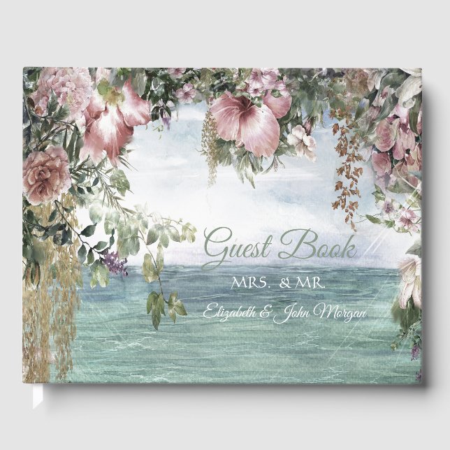 Livro De Visitas Flores Elegantes Oceano (Frente)
