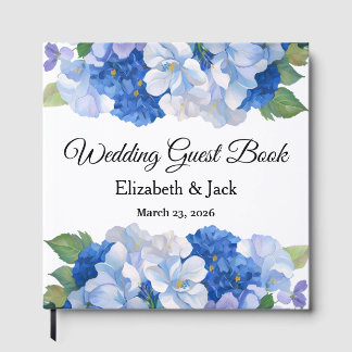 Livro De Visitas Flores em Tons de Azul