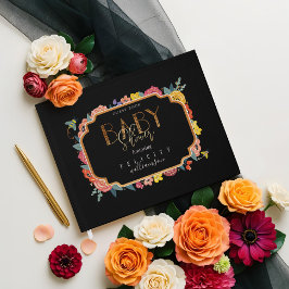 Livro De Visitas Flores Florais Vibrantes e Chá de fraldas de Abelh