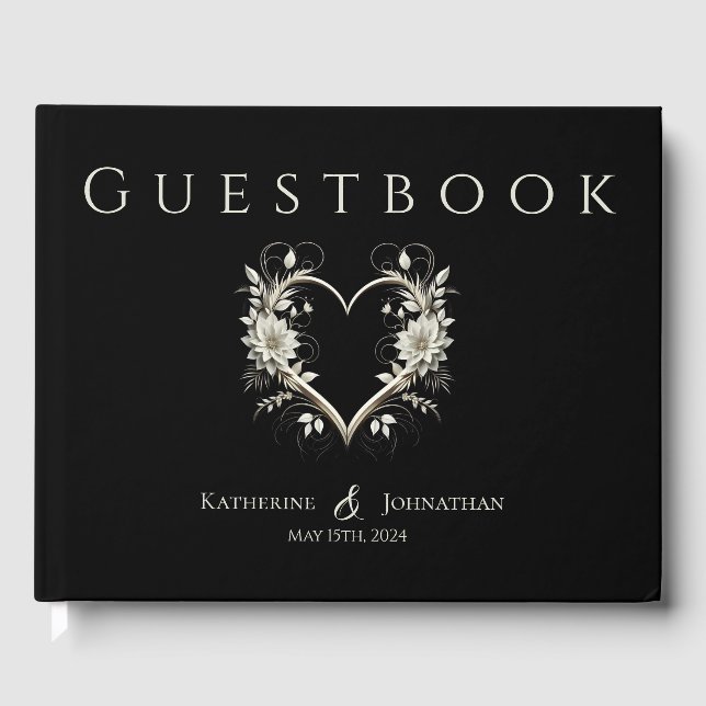 Livro De Visitas Flores Modernas com Casamento Cardíaco (Frente)